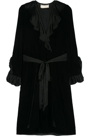 Saint Laurent 1980s velvet belted midi dress