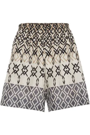Brunello Cucinelli Geometric-pattern silk shorts