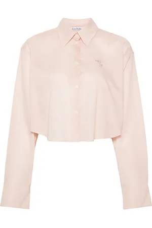 Acne Studios Logo-embroidered cotton crop shirt