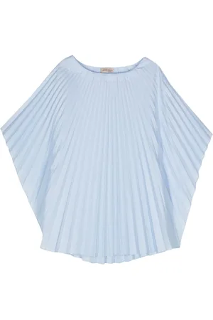 BLANCA Boat-neck pleated blouse