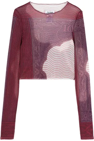 Jean Paul Gaultier Long-sleeve mesh crop top