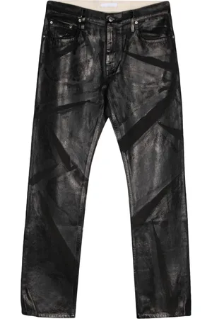Helmut Lang Foil-print low-rise straight-leg jeans