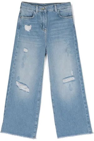 Patrizia Pepe Girl Distressed straight-leg jeans