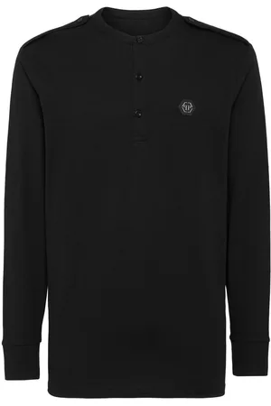 Philipp Plein Logo-patch long-sleeve cotton T-shirt