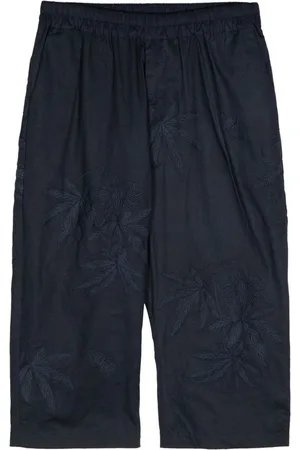 BY WALID Floral-embroidered cropped trousers
