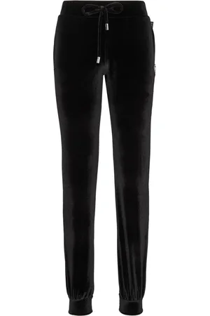 Philipp Plein Logo-embellished velvet track pants