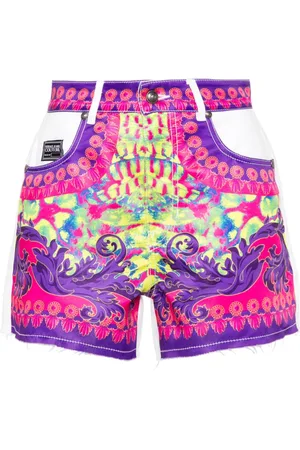 VERSACE Logo-print denim shorts