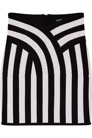 Balmain Striped intarsia-knit miniskirt