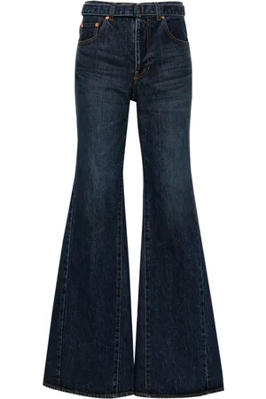 SACAI Belted mid-rise flared jeans