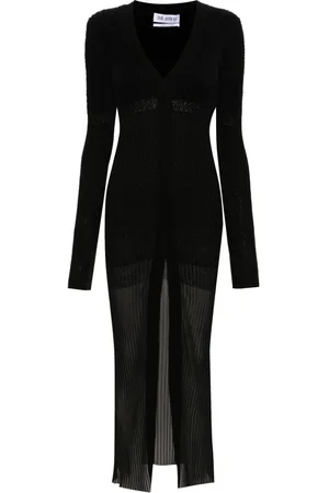 The Attico V-neck ribbed midi dress