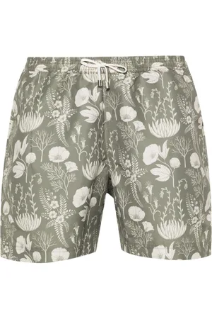 Sunspel Leaf-print swim shorts
