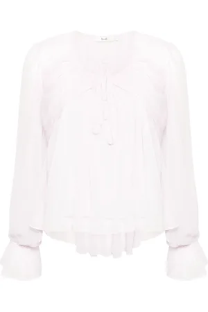 B+AB Draped-detail sheer blouse