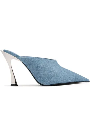 MUGLER Denim pointed toe mules