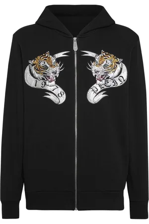 Philipp Plein Tiger-print crystal-embellished hoodie