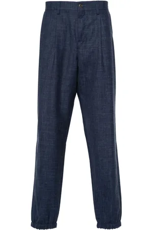 CANALI Chambray wool-blend trousers