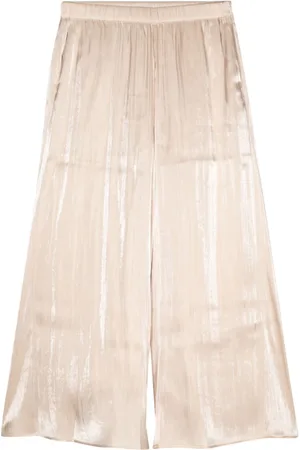 B+AB Laminated wide-leg cropped trousers