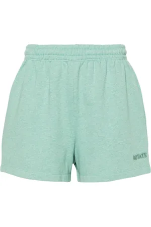 ROTATE Logo-embroidered mélange shorts