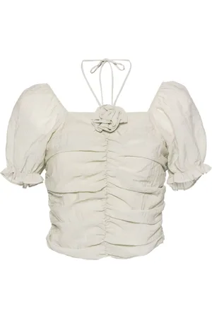 B+AB Floral-appliqué halterneck top