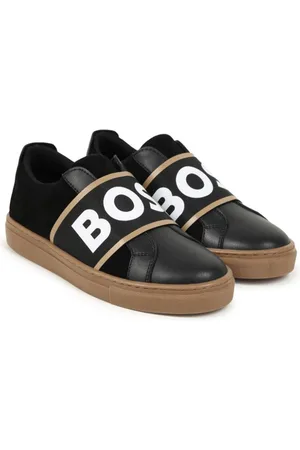 HUGO BOSS Logo-strap leather sneakers