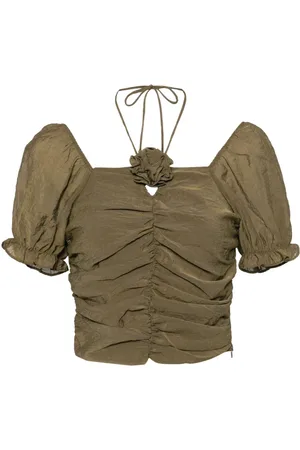 B+AB Floral-appliqué halterneck top