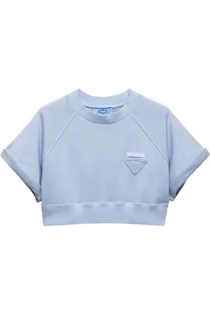 Prada Triangle-logo cotton cropped top