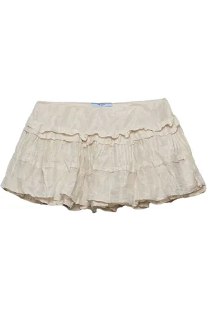 Prada Crinkled ruffled miniskirt