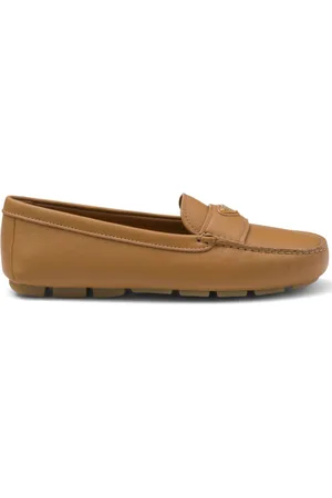 Prada Enamel triangle-logo leather loafers