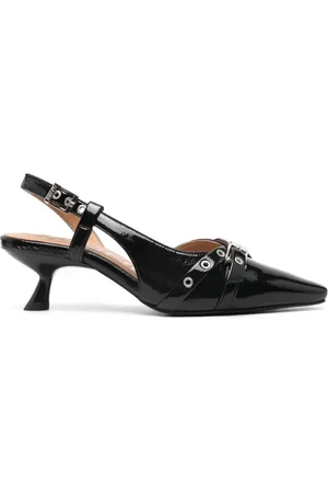 Ganni 55mm buckle-detail glossy pumps