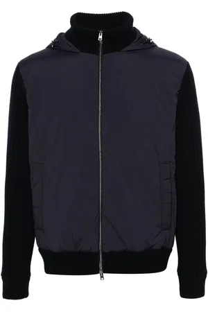 HERNO Knitted-panels hooded jacket