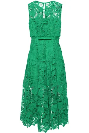 Self-Portrait Guipure-lace belted dress