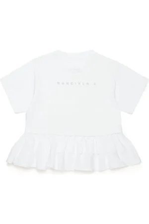 Maison Margiela Logo-print ruffled-detail T-shirt