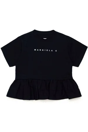 Maison Margiela Logo-print ruffled-detail T-shirt
