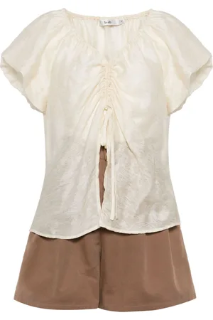 B+AB Pleat-detail tailored short set