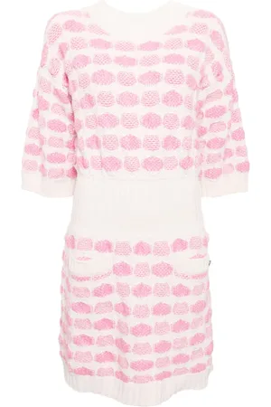 CHANEL 2000 geometric-jacquard cashmere dress