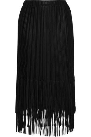 B+AB Fringed pleated midi skirt