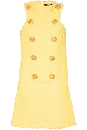 Balmain Button-embellished tweed minidress
