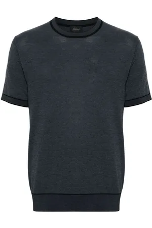BRIONI Stripe-trim cotton T-shirt