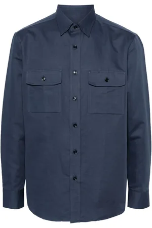 BRIONI Long-sleeve cotton-linen blend shirt