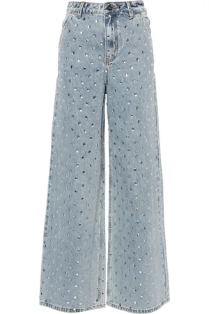 Self-Portrait High-rise wide-leg jeans