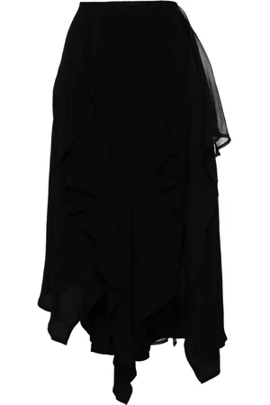 B+AB Tiered asymmetric midi skirt