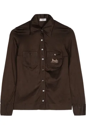 Céline Horse Carriage-embroidered cotton shirt