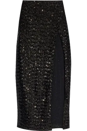 Oseree High-waisted sequin-embellished midi skirt