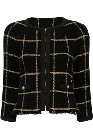 CHANEL 2000s zip-up tweed jacket
