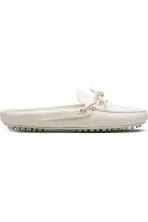 CAR SHOE Almond-toe leather driving slippers