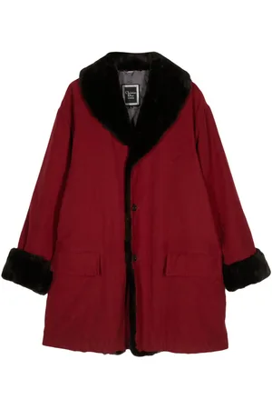 Dior Single-breasted faux fur-trim coat