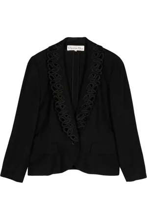Dior Embroidered-trim single-breasted blazer