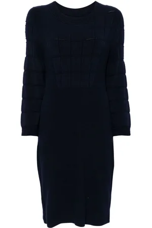 CHANEL 2000s crop-sleeved textured minidress