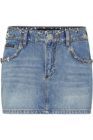 Philipp Plein Star stud-embellishment denim skirt
