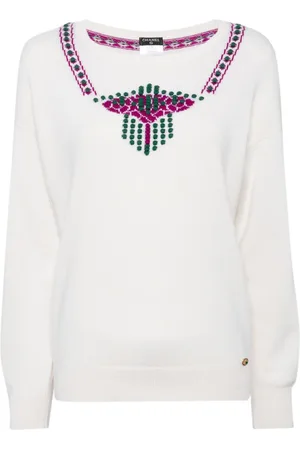 CHANEL 2000 geometric-intarsia cashmere jumper