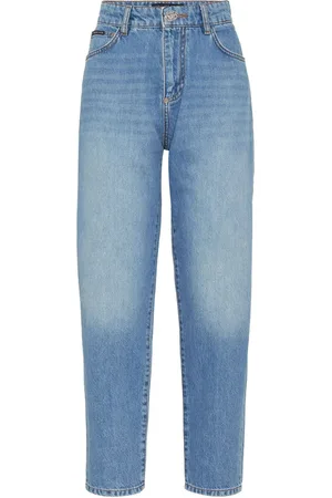 Philipp Plein Logo-appliqué high-rise tapered jeans